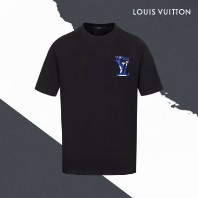 款号Sl59 Lv路易威登前后Logo字母缝线刺绣圆领短袖 万针刺绣 情侣同款 全套包装 三标齐全 区别市场通货 随意对比 纯棉280克高克重32支双纱 不起球