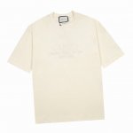 古驰 Gucci 春夏新款 经典字母同色刺绣圆领短袖T恤 高端品质独家定制 采用260克定织定染高克重纯棉面料 宽松Oversize版型 上身舒适 男女同款 c
