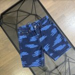 Lv 路易威登 2025新款水波满印Logo牛仔短裤 新款重工满印数码直喷Logo提花设计，搭配品牌字母独有的定制纽扣，后背皮标棋盘格设计，细节满分，男女同款！