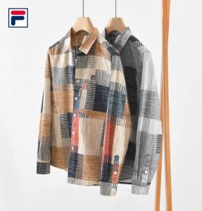 上新 P160【斐乐Fila25款港风刺绣个性印花衬衫外套】 优质柔软棉纤制 不变形 不起球 细腻不糙手 耐磨性高 走线工整 亲肤抗皱等特点 ，立体裁剪 不挑身
