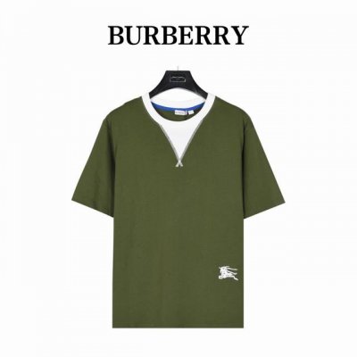 burberry 巴宝莉 V领拼接圆假两件下摆战马短袖T恤 男女同款全新美学灵感趣味设计,渠道性质精品。让整体造型设计更加优雅时尚，今夏最火系列，无数明星潮人追