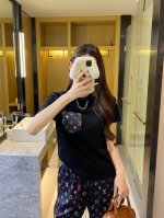 驴家白三彩短袖缎面印花休闲长裤套装Sml 上衣 长裤