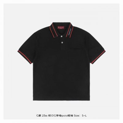 gucci 古驰 25Ss 领口G字母Polo短袖 原版5600购入，原版面料 G珠地布料，选用棉质珠地网眼布打造，定制材质 G长绒棉，衣领为双系统提花定织扁机