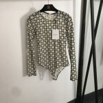 款号20252227 Givench*新款 满身植绒印花修身长袖网纱连体紧身衣，米白色，咖色，砖红色，黑色，M-Xxl， 均码；胸围78，袖长61，衣长70