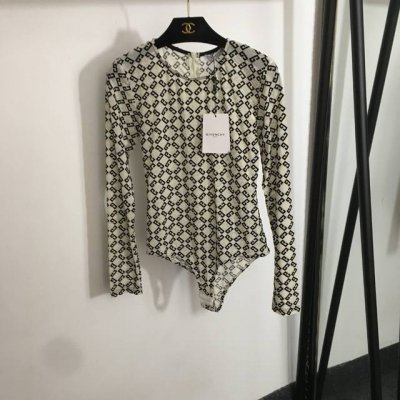 款号20252227 Givench*新款 满身植绒印花修身长袖网纱连体紧身衣，米白色，咖色，砖红色，黑色，M-Xxl， 均码；胸围78，袖长61，衣长70