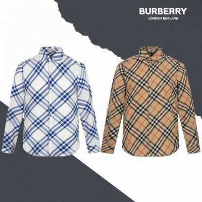 款号Sl27 Burberry 巴宝莉新款对格斜纹衬衫 烧花定位 扣子字母 原版开模 一比一复刻 区别市场其他版本 男女同款 官网同步细节一致 三标齐全 采用1