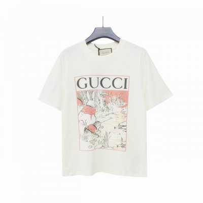 实拍细节图+尺码表 Gucci古驰新款青蛙王子图案印花短袖 面料：规格采用实打实240G %纯棉 针织内的兰博基尼，定织定染！属于高敏感特殊色 我们对面料的要求