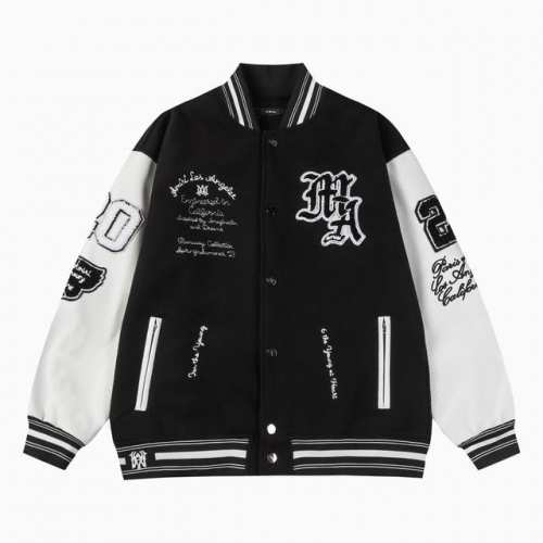 d09 -AmiriSs 天马刺绣棒球服外套 -采用毛巾绣工艺，口袋五金拉链设计 ,尽显独特 -700G龙凤尼与荔枝纹pu相碰撞 时尚百搭 M L Xl Xxl