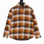 官网1:1原单品质 louis Vuitton 路易威登 24Fw 橙色棋盘格提花法兰绒衬衫 24Ss新款系扣法兰绒长袖衬衫以精湛匠艺演绎美式工装风尚 借绵羊毛