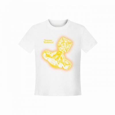 Vivienne West Wood 西天后薇薇安 2025夏季新款涂鸦系列土星设计款钻石吊坠Logo正肩短袖T恤 女款 全网独家纯棉高品质 款号：Vi20 尺