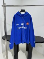 Balenciag* Oversized足球拉链卫衣 定制定染运动平纹面料 中性设计宽松剪裁 正面压印Sponsor徽 前胸绣有Football Crest 艺
