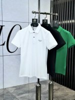 普拉达。2025春夏系列新品男士时尚经典翻领Polo时尚单品设计，更加时尚舒适，高标准定制，进口高丝光双面棉质珠地面料质感非常细腻，H品牌Logo工艺，细节工艺