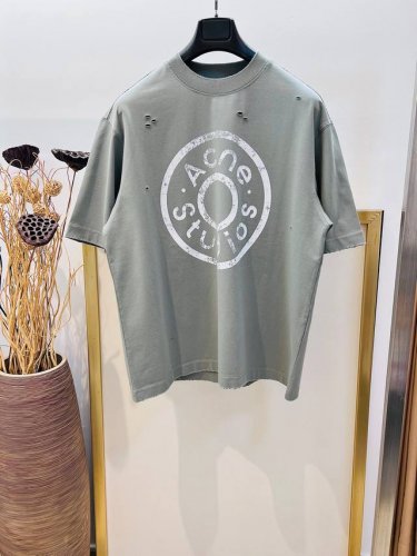 Size：S M L Xl Os廓形宽松版 黑灰 豆沙绿两色 男女同款197536374260060091 Acne 2025Fw早春新款重磅纯棉残旧印花洗水破