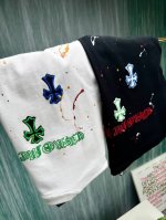 爆款推荐 Chrome Hearts克罗心2025新款胶浆立体印花短袖T恤 原版面料高版本高品质 网红明星同款 定制26支双纱320G精棉 马蹄十字架Logo胶