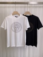 vers&Ace 25春夏新品Medusa图形水晶短袖T恤，定制80支双丝光棉面料；黑色 白色 S～Xxxl 可定制4Xl、5Xl
