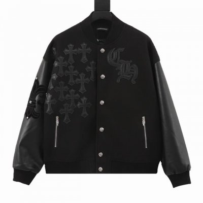 款号Y575 Ch 克罗心 十字架贴皮徽标皮袖棒球服夹克外套 温馨提示：建议手洗或者干洗！！ 今年格外火爆 棒球服外套，市场各级版本都有 细节你们一定要对比 最