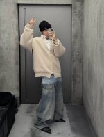 3088# 官网高版本品质.Balenciaga25Ss新款早秋装.牛仔蓝面料拼接.水洗拼接牛仔长裤.百搭款.阔腿裤宽松版本.男女同款 码数：Xs.S.M.L