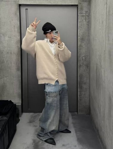 3088# 官网高版本品质.Balenciaga25Ss新款早秋装.牛仔蓝面料拼接.水洗拼接牛仔长裤.百搭款.阔腿裤宽松版本.男女同款 码数：Xs.S.M.L