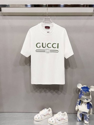 gucci 古驰 320克圆领短袖T恤 经典拼色双G腰带字母Logo刺绣工艺 官方同步 1:1原版开模 时尚个性 百搭潮流 纯原品质 原版洗水面料 吊牌 领标