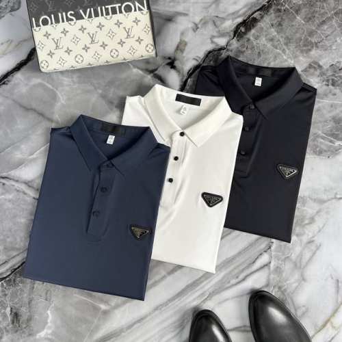 prada 普拉达 2025春夏Gw专柜新款 高端优雅男士定制 顶级时尚休闲商务原单翻领衫无痕polo衫 25Ss高端人士必备单品 精选进口原单柔顺锦纶氨纶面料
