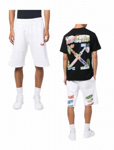 现货： # 春夏新品！ 品牌：Off-White 彩色Logo徽章款五分裤 短卫裤！ 颜色： 黑色 白色 尺码：Xs-S-M-L 做工： 立体剪裁：一片成型 裆