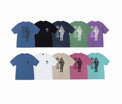 上新款号：S187 Stussy斯图西 Stussy 盔甲骑士印花图案舒适圆领短袖T恤 男女同款 原版打造 细节高控 -面料精选220G纯棉面料 手感柔软舒适