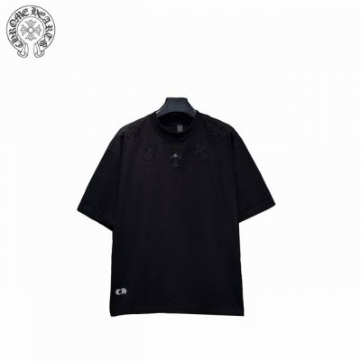 Chrome Hearts 克罗心 25Ss 同色贴布五金短袖T恤 前幅胸口进口皮标选用Zp材料 1:1还原摸起来顿手 阻力大 区别市场非常光滑的手感 字母采用