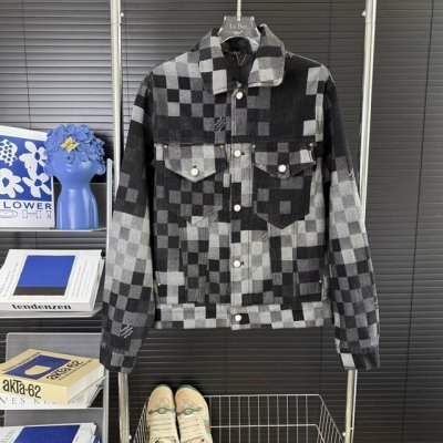223 当天到货 现货现配 Louis Vuitton路易威登25Ss 马赛克格子牛仔外套 原版 p.购买 标准版型 丹宁布铺陈全幅 提花 标识融入案 胸前翻盖