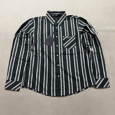 Lv条纹口袋绣花长袖衬衫