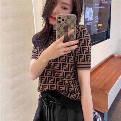 fend* 经典老花针织短袖 黑咖色系 显瘦百搭 经典款爆款 单穿打底都