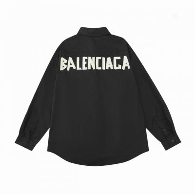 款M32 巴黎胶带衬衫 balenciaga 巴黎世家后背经典黄胶带字母印花长袖衬衣衬衫 采用数码直喷 涂鸦泼墨印花效果更好更呈现立体感 半成品手工定位拼接衣服