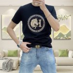 H*Rmes 爱马仕2025春夏新款原单男士圆领短袖T恤 高端定制 时尚百搭 柜台同步售卖 烫钻印胶Logo图案设计 客供定制进口天丝液氨棉面料，穿着亲肤舒适