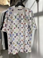 款号：Zmr54# Lv 路易威登最新村上隆白三彩链条简约设计短袖T恤 正儿八经280克纯棉双砂面料 所有面料均已提前做过缩水 品质第一 所见即所得 不会洗一次