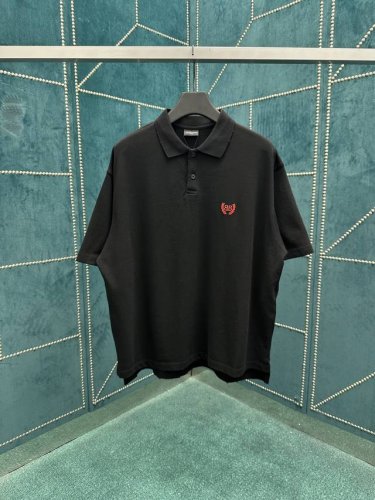巴黎 25Ss新款Laurel Classic褪色黑色棉珠地短袖常规版型polo衫 高版本 码数 Xs.S.M.L.