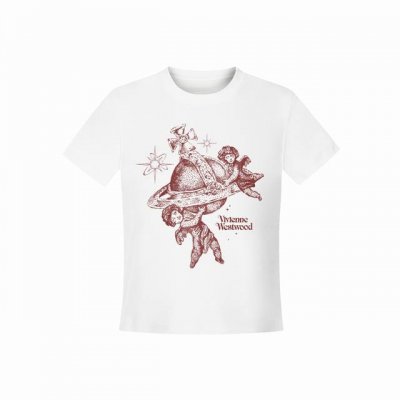 Vivienne West Wood 西天后薇薇安 2025夏季新款涂鸦系列土星设计款天使Logo正肩短袖T恤 女款 全网独家纯棉高品质 款号：Vi14 尺码：