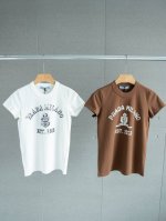原样出货 顶级女款 25Ss-prada 普拉达女士徽标饰印花T恤短袖 纯女款 颜色：白色 咖色 尺码：Xs S M L 尺寸推荐： 身高 ，体重90，穿Xs