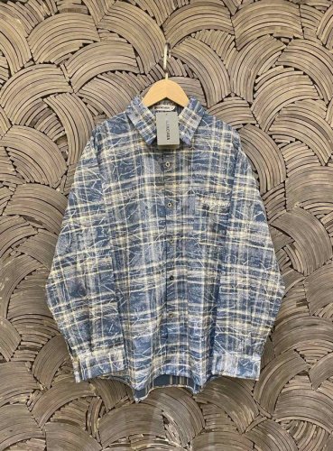 balenciaga巴黎世家 冰裂纹高级感格子设计款高品质衬衫情侣款 Color: 蓝色 Size: M-Xl M 肩宽49 胸围112 衣长69 Cm L 肩