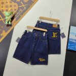 尺码S-Xl顶级复刻 路易威登Louis Vuitton夏装绳索签名字母刺绣牛仔短裤 轻奢主义 男女日常通勤穿搭必备单品 正确版本 随意对比 详细特征 砂洗日本