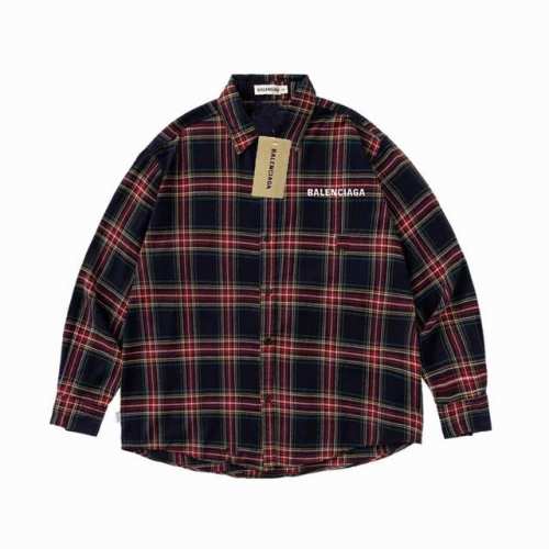 Balenciaga巴黎世家 复古酒红格纹元素纯棉磨毛衬衫情侣款 Color: 格子 Size: M-Xl M 肩宽49 胸围116 衣长69 Cm L 肩宽5