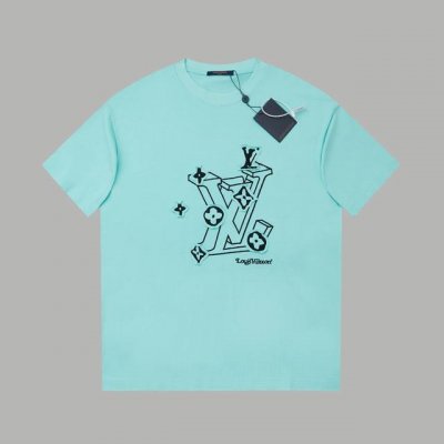 LV 25Ss早春新款 刺绣Lv字母短袖 轻奢主义 男女日常通勤穿搭必备单品 正确版本 欢迎对比 详细特征 320克 % 纯棉双纱汗布面料 同缸定染特种加粗32