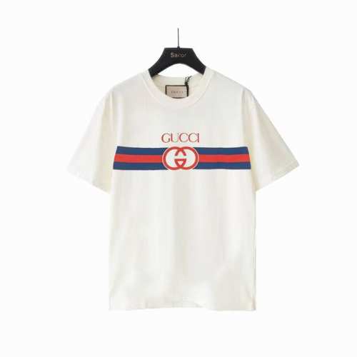 实拍细节图+尺码表 gucci 古驰 蓝红条纹双Glogo印花短袖 专柜同款圆领短袖T 代表性品牌印花字母设计 定制棉质面料 厚板立体 衣服偏厚使整体高透气和柔