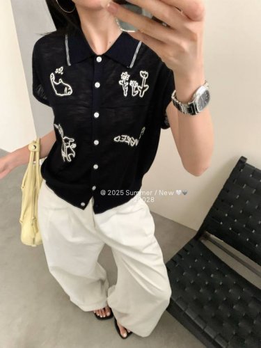 卡通绣花飞机袖开衫
