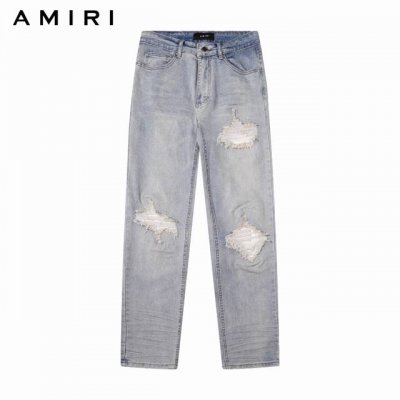 原单 款号：A112 上新 Amiri 水洗破洞拼接高街修身牛仔裤长裤- Amiri音译为埃米尔，是创始人的名字，Amiri的创始人Mike Amiri从小就在