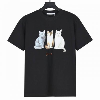 Givenchy纪梵希卡通猫咪印花短袖T恤 面料采用260克重精梳棉，定制32支1*1螺纹，成衣两遍水洗处理，面料舒适亲肤无异感，定制定染面料，纺织密度高，垂感