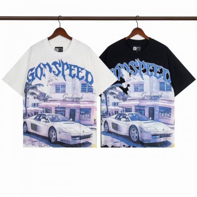 款号G72 黑色白色 Godspeed 25Ss复古水洗做旧短袖T恤 宽松版型 黑色 白色 S-Xl