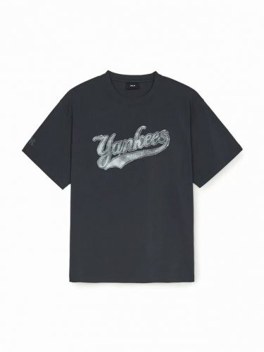 90包邮【高端品质】Mlb/Ny洋基队【Ny仿牛仔字母款】Ny新品印花圆领套头短袖T恤 男女情侣同款，面料采用纯棉双纱，面料亲肤舒适透气，触感细腻Ny洋基队情侣