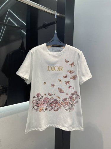 dior25春季新款！经典蝴蝶图案印花 高级上档次 纯净百搭不挑人 提亮肤色超显白！轻柔穿出简约高级感 适合各种搭配 Sml