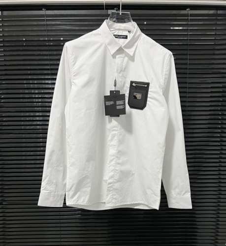Dg 拉链皮牌口袋字母金属拼接 高品质长袖衬衫 男女同款 码数：M-3Xl.
