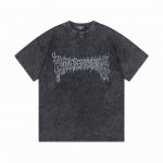 款号6715 重磅面料280克双纱做旧洗水款 Balenciaga巴黎世家字母经典款印花短袖 从面料到辅料全部跟足Zp 进口松井公司浆料印花绝不开裂 三标齐全