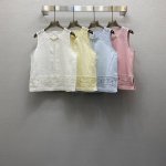 va*25Ss 重工定位绣花金属扣点缀侧开叉设计背心上衣，高级面料，颜色:图片4色，面料：亚麻面料 Smlxl